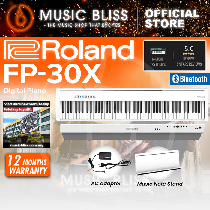 Roland FP-30X 88-key Digital Piano with DP-2 Pedal - White