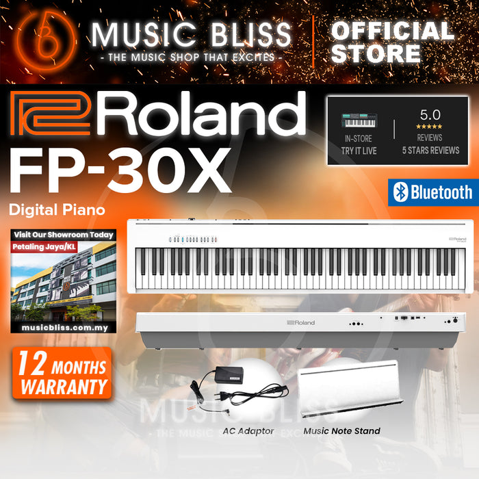 Roland FP-30X 88-key Digital Piano with DP-2 Pedal - White