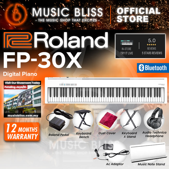 Roland FP-30X 88-key Digital Piano with DP-2 Pedal - White
