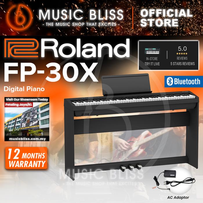Roland FP-30X 88-key Digital Piano Home Package with Piano Bench - Black
