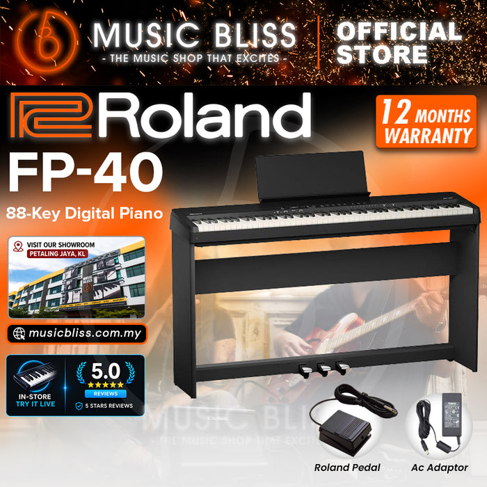 Roland FP-40 Piano Sphere 88-key Digital Piano Home Package with Piano Bench - Black