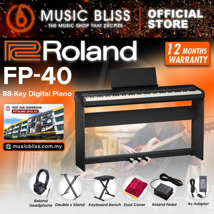 Roland FP-40 Piano Sphere 88-key Digital Piano Home Package with Piano Bench - Black