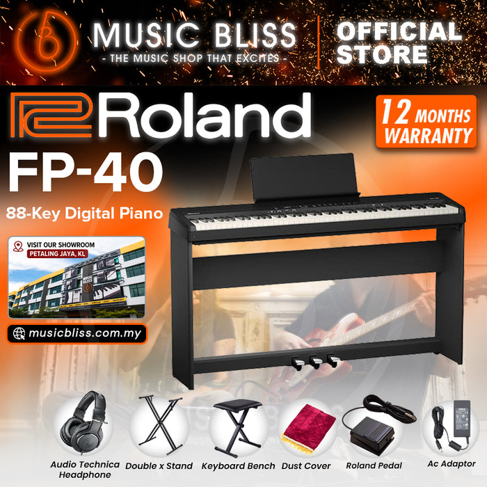Roland FP-40 Piano Sphere 88-key Digital Piano Home Package with Piano Bench - Black