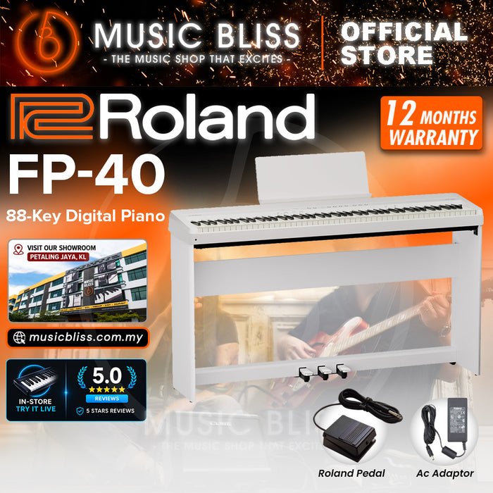 Roland FP-40 Piano Sphere 88-key Digital Piano Home Package with Piano Bench - White