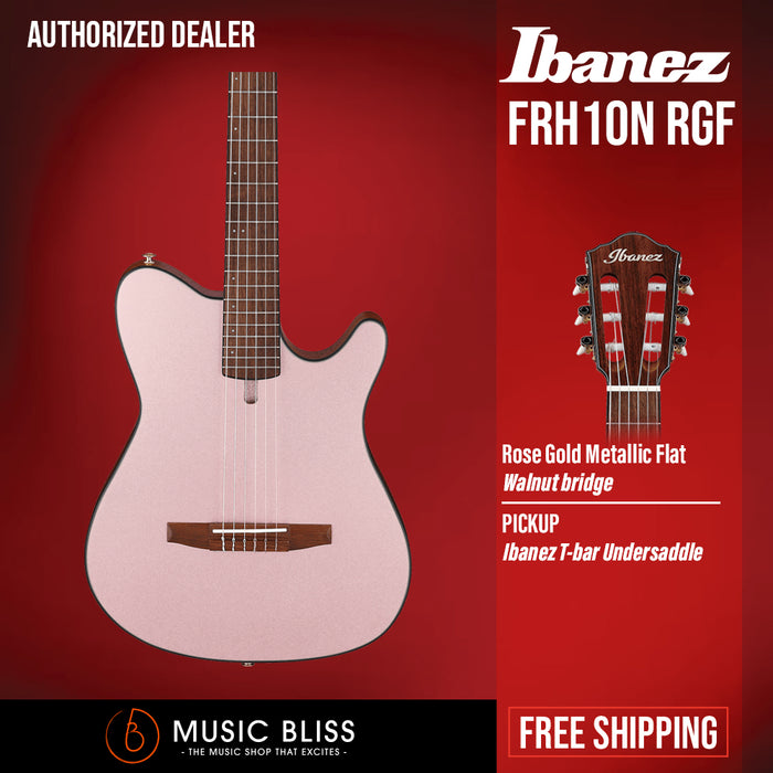 Ibanez FRH10N Thinline Nylon Acoustic-electric Guitar - Rose Gold Metallic Flat - Music Bliss Malaysia