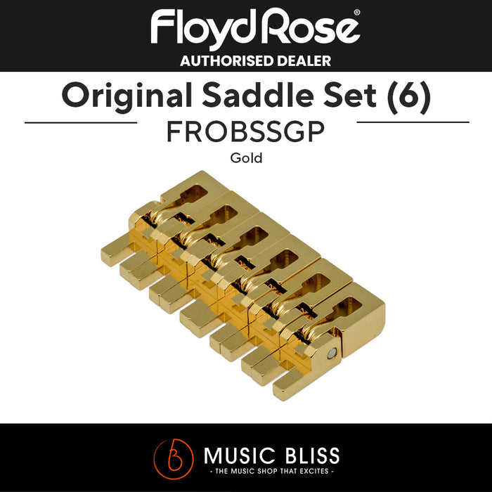 Floyd Rose FROBSSGP Original Bridge Saddles - Gold (Set of 6) - Music Bliss Malaysia