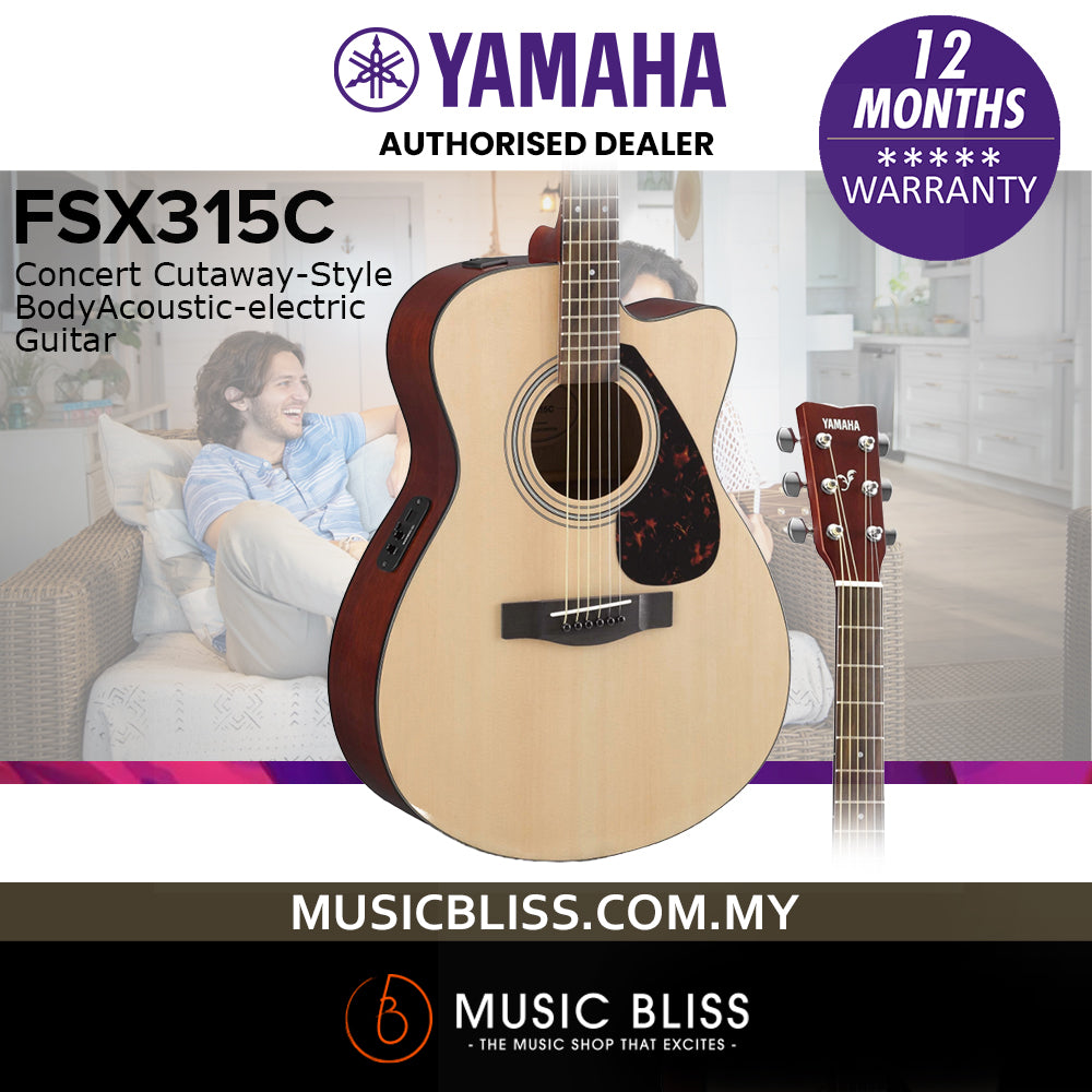 Yamaha FSX315C Concert Cutaway Acoustic-Electric Guitar | Music