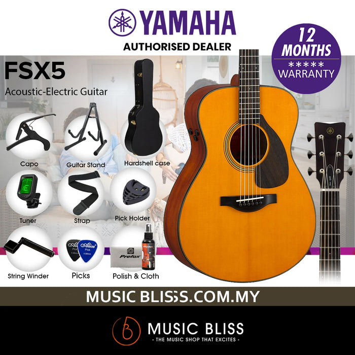 Yamaha Red Label FSX5 Acoustic-Electric Guitar with Hardcase - Natural Gloss (FSX-5) MADE IN JAPAN