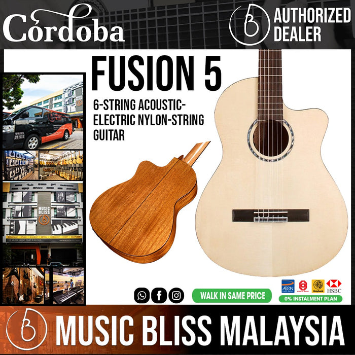 Cordoba Fusion 5 Acoustic Guitar - Natural - Music Bliss Malaysia