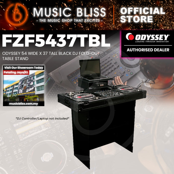 ODYSSEY FZF5437T/BL 54" Wide x 37" Tall Black DJ Fold-out Table Stand Podium