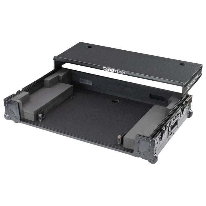 ODYSSEY FZGSDDJFLX10CWBL Black Label DDJ-FLX10 1U Flight Case with Glide Style Laptop Platform and Corner Wheels
