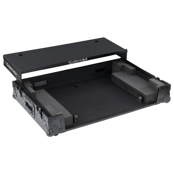 ODYSSEY FZGSDDJFLX10CWBL Black Label DDJ-FLX10 1U Flight Case with Glide Style Laptop Platform and Corner Wheels