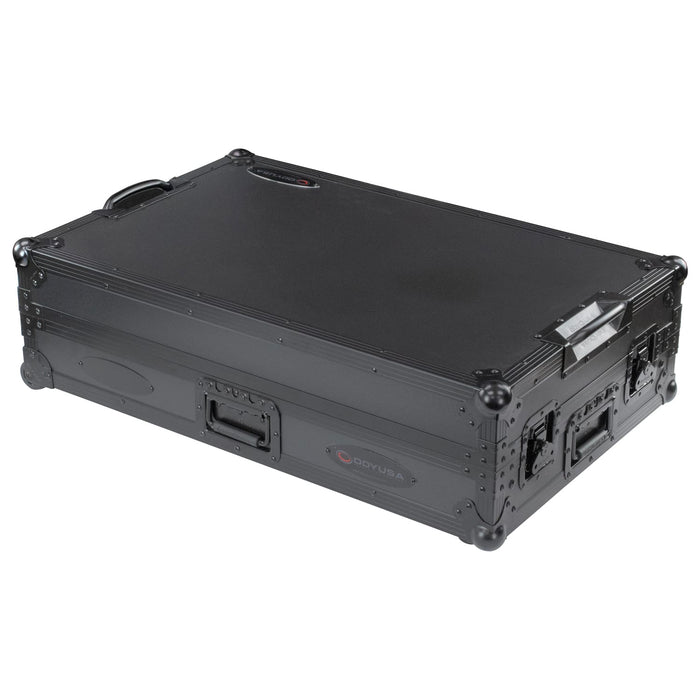 ODYSSEY FZGSDDJFLX10CWBL Black Label DDJ-FLX10 1U Flight Case with Glide Style Laptop Platform and Corner Wheels