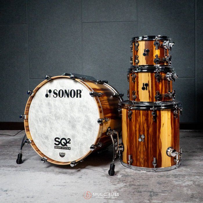 Sonor SQ2 Maple 5-piece Shell Pack 10/12/16/22/14SD Acoustic Drum Set - African Marble Veneer Semi Gloss