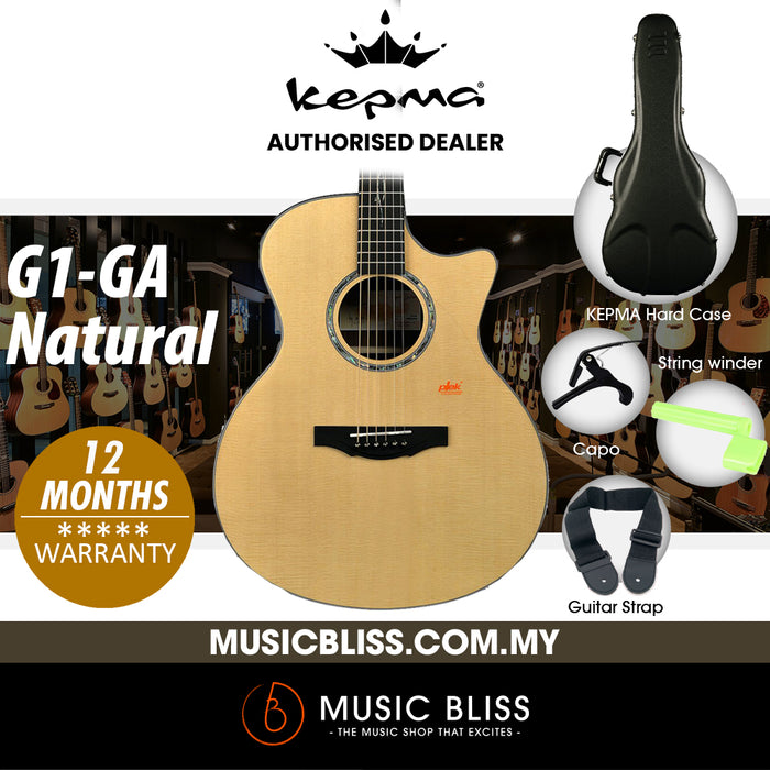 KEPMA G1-GA Solid Sitka Spruce Top Dreadnought Acoustic Guitar - Natural - Music Bliss Malaysia