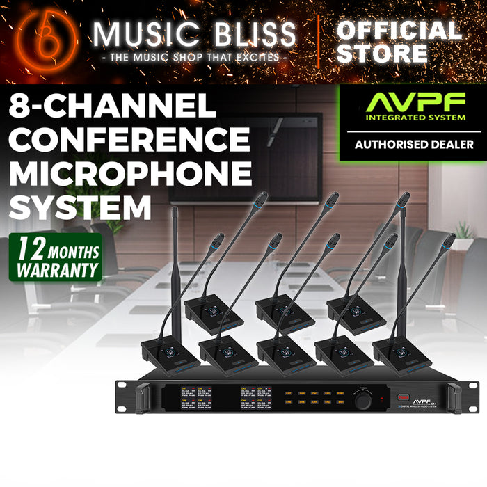 AVPF Conference Office King : Professional 8-Channel G18 UHF Wireless Gooseneck Conference Microphone System 1-to-8 (GB3-GS1)