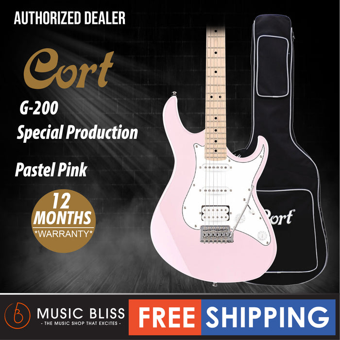 Cort G-200 Special Production Electric Guitar with Bag - Pastel Pink - Music Bliss Malaysia
