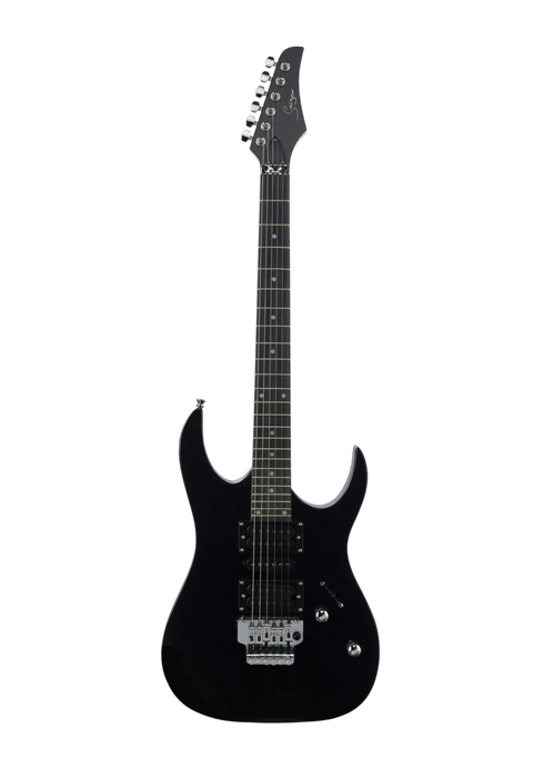 Smiger L-G4-BK Budget Beginner Electric Guitar - HSS Superstrat Style Black for Rock Kapak