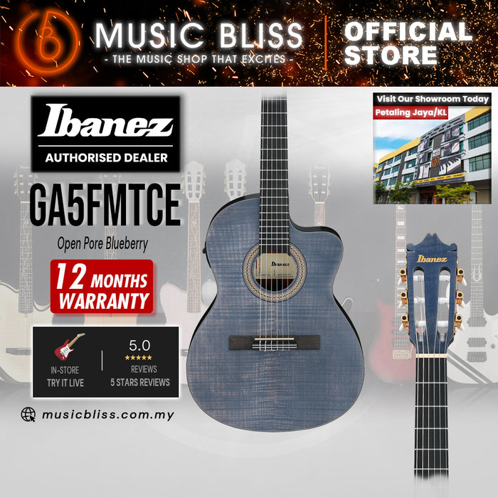 Ibanez GA5FMTCE Classical Guitar - Open Pore Blueberry