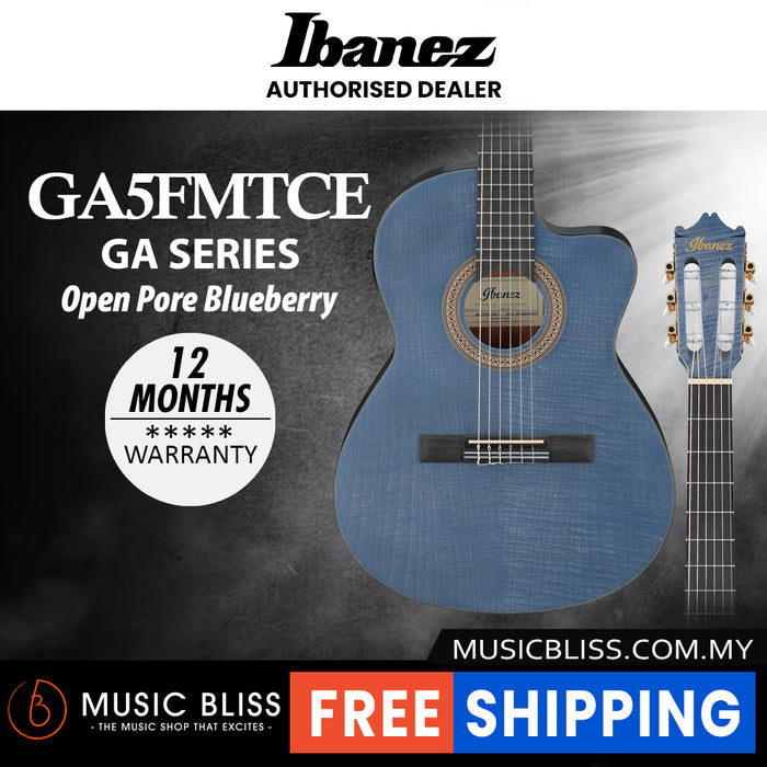 Ibanez GA5FMTCE Classical Guitar - Open Pore Blueberry