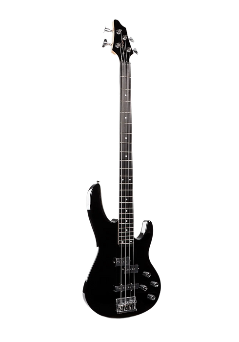 Smiger G-B8-4-BK Budget Beginner PJ Electric Bass Guitar - 4-String Black for Rock Kapak