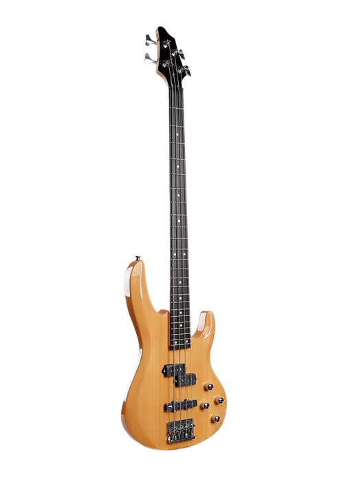 Smiger G-B8-4-N Budget Beginner PJ Electric Bass Guitar - 4-String Natural for Rock Kapak