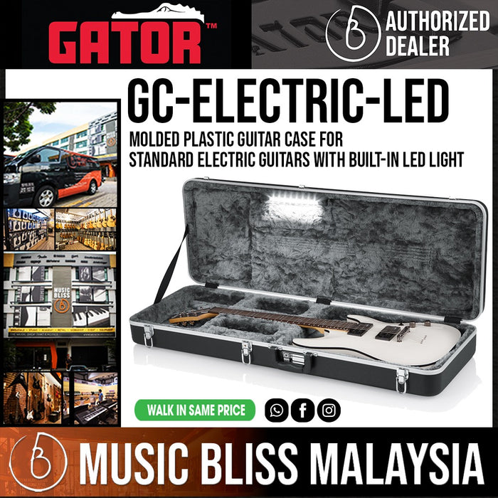 Gator GC-ELECTRIC-LED Deluxe Molded Case with LED Light for Electric Guitar - Music Bliss Malaysia