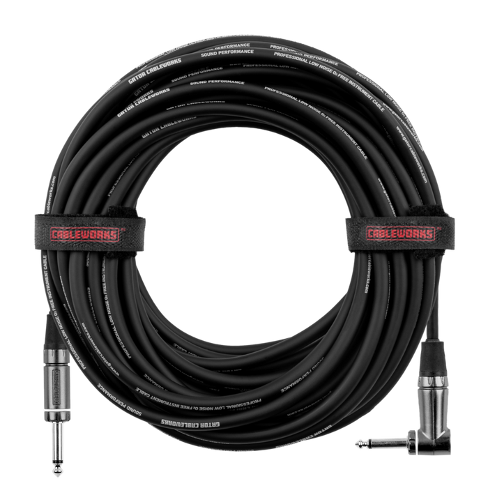 Gator GCWC-INS-20RA Cableworks Composer Series 1/4" TS Male Straight to Right-angle Instrument Cable - 20 foot