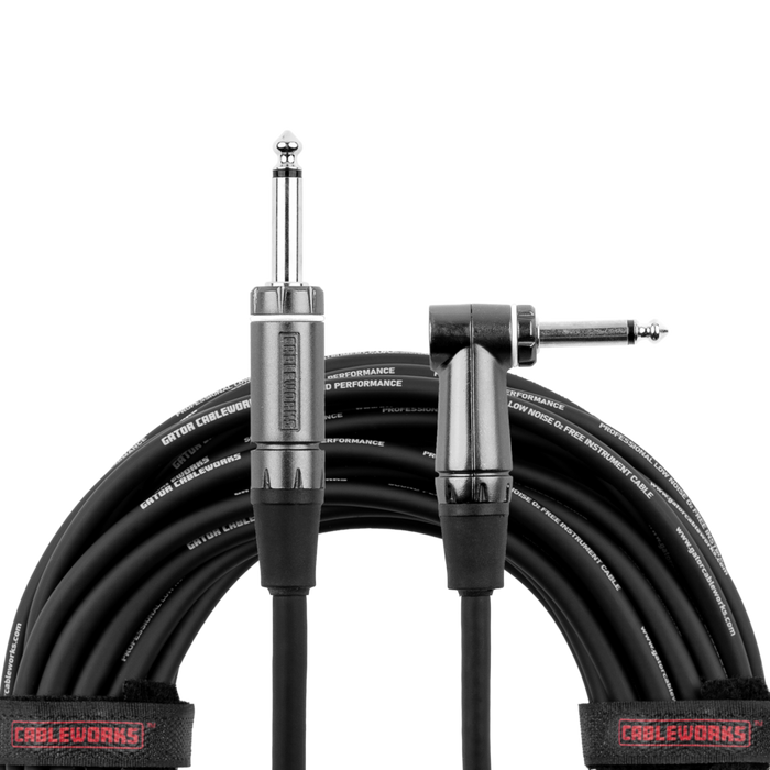 Gator GCWC-INS-20RA Cableworks Composer Series 1/4" TS Male Straight to Right-angle Instrument Cable - 20 foot