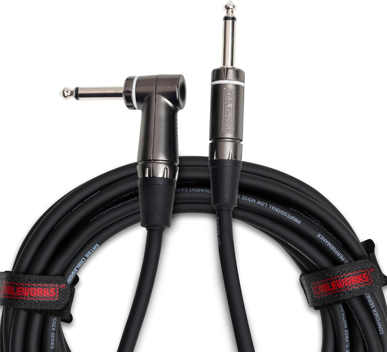 Gator GCWC-INS-10RA Cableworks Composer Series 1/4" TS Male Straight to Right-angle Instrument Cable - 10 foot