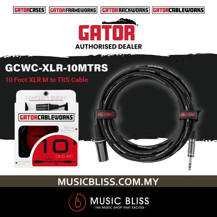Gator GCWC-XLR-10MTRS Composer Series 10 Foot XLR M to TRS Cable