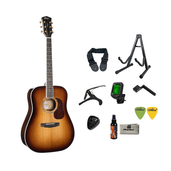Cort Gold-D8 Acoustic Guitar with Bag - Light Burst