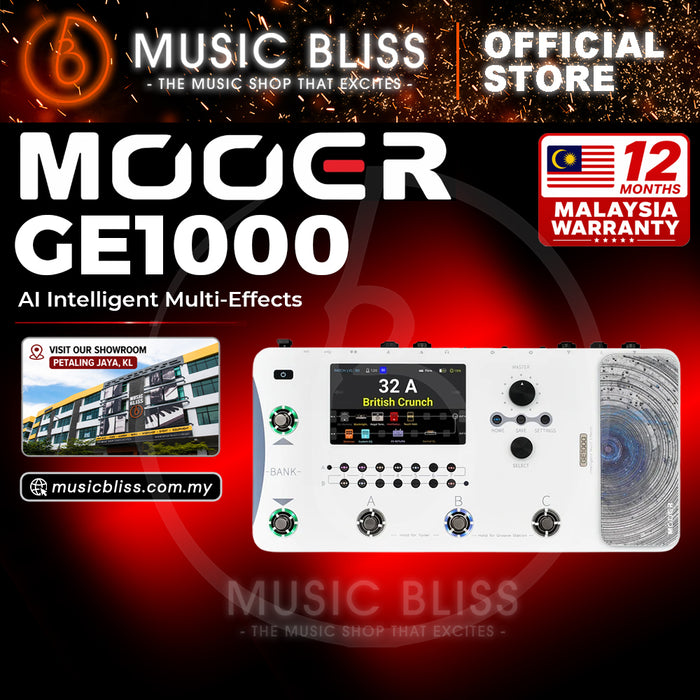 Mooer GE1000 Guitar Amp Modelling and Multi Effects Pedal with Touch Screen - White