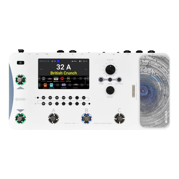 Mooer GE1000 Guitar Amp Modelling and Multi Effects Pedal with Touch Screen - White
