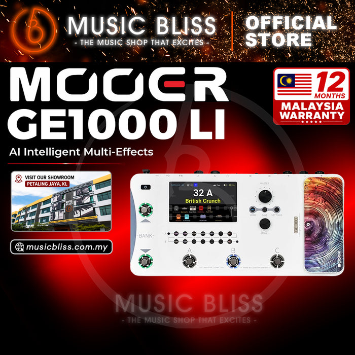 Mooer GE1000Li Guitar Amp Modelling and Multi Effects Pedal with Touch Screen & Built In Battery - White