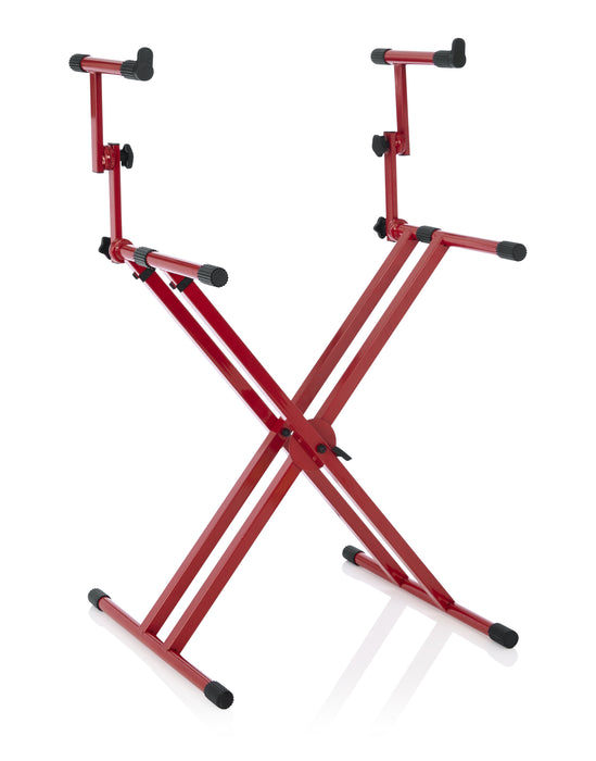 Gator Frameworks GFW-KEY-5100XRED Deluxe 2-Tier X-Style Keyboard Stand - Nord Red - Music Bliss Malaysia