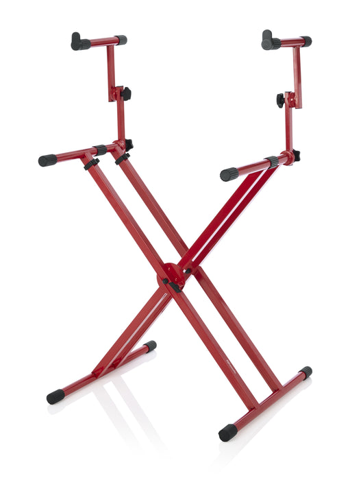Gator Frameworks GFW-KEY-5100XRED Deluxe 2-Tier X-Style Keyboard Stand - Nord Red - Music Bliss Malaysia