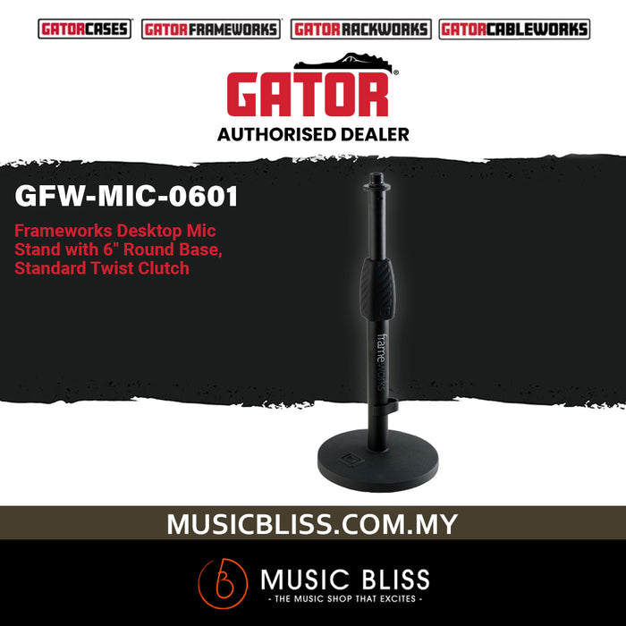 Gator Frameworks Desktop Mic Stand with Round Base and Twist Clutch