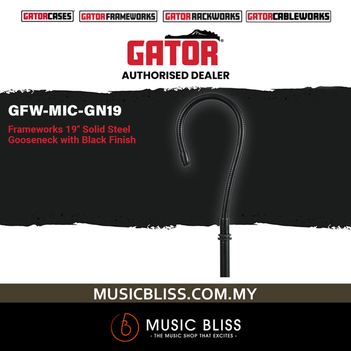 Gator Frameworks GFW-MIC-GN19 Black Gooseneck - 19"