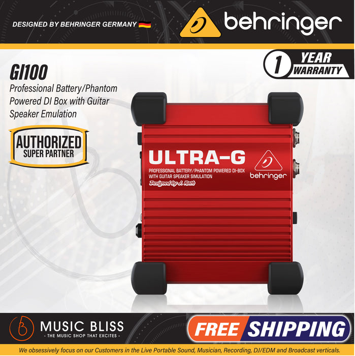 Behringer Ultra-G GI100 1-channel Active Guitar Direct Box - Music Bliss Malaysia