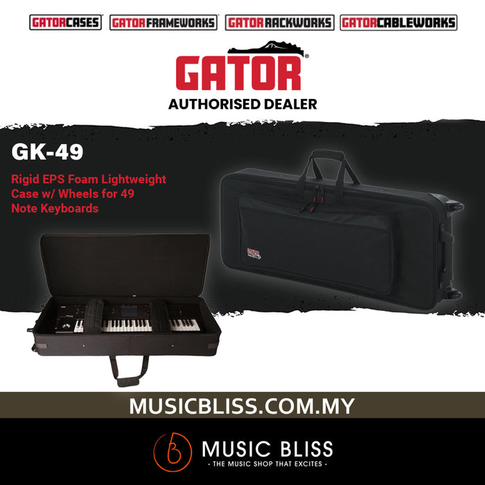Gator GK-49 Semi-Rigid Lightweight 49 Key Keyboard Case | Keyboard Case For Kawai, Roland, Yamaha, Casio, Korg