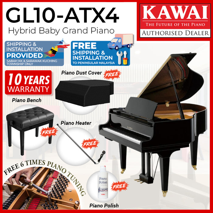 Kawai GL10-ATX4 [Made In Japan] Hybrid Grand Piano - Ebony Polish