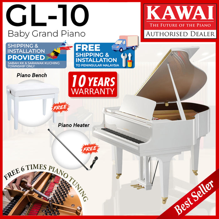 Kawai GL-10 Baby Grand Piano - White Polish