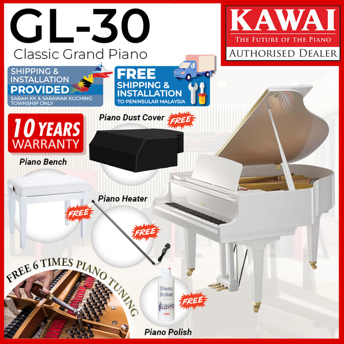 Kawai GL-30 [Made In Japan] Classic Grand Piano - White Polish