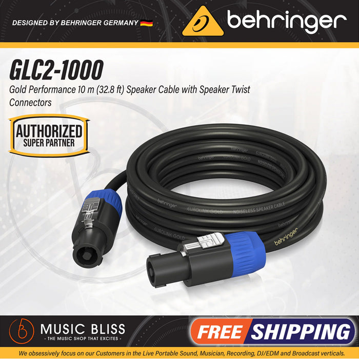 Behringer GLC2-1000 Gold Performance 10M Speaker Cable with Speaker Twist Connectors (GLC21000 / GLC2 1000)