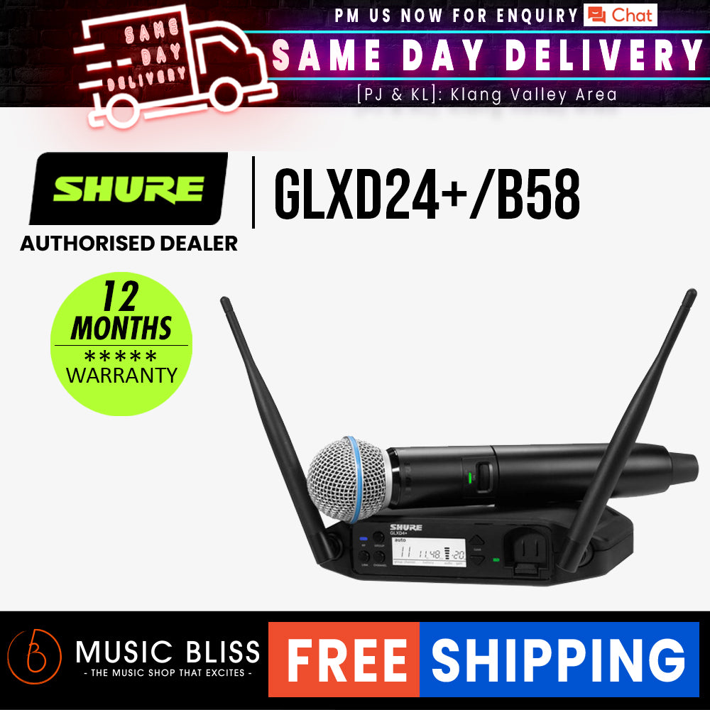 Shure GLXD24+/B58 Digital Wireless Handheld System with Beta 58A