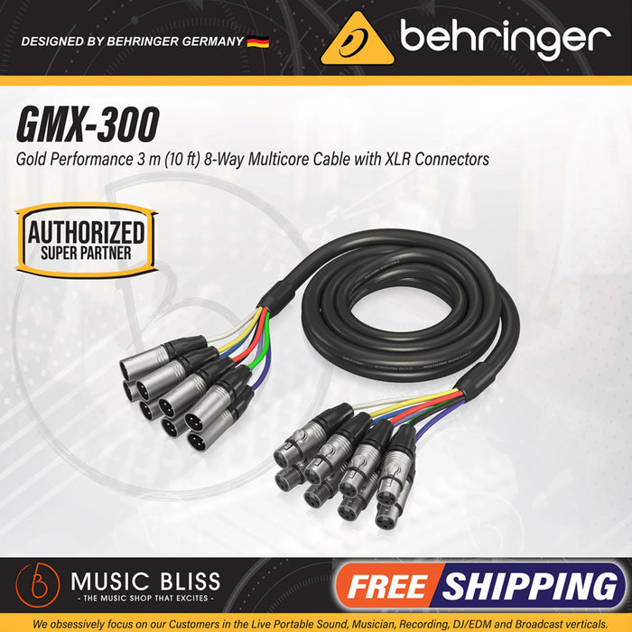 Behringer GMX-300 Gold Performance 3M 8-Way Multicore Cable with XLR Connectors
