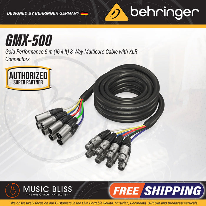 Behringer GMX-500 Gold Performance 5M 8-Way Multicore Cable with XLR Connectors