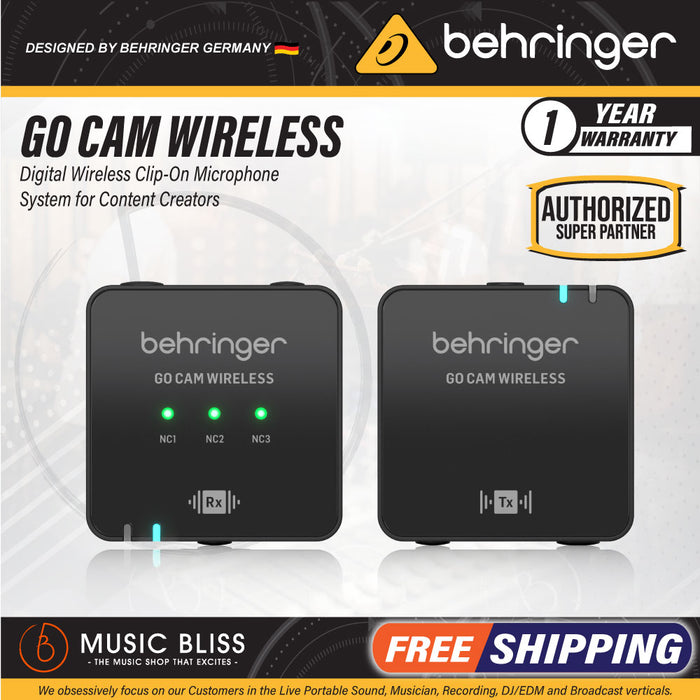 Behringer GO CAM WIRELESS Digital Wireless Clip-On Microphone System for Content Creators