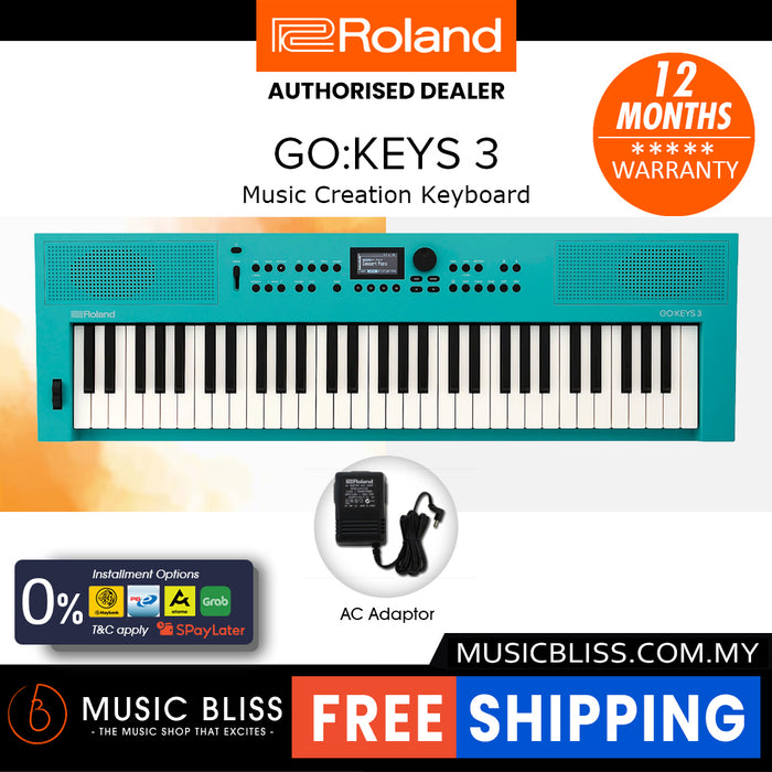 Roland GO:KEYS 3 Keyboard - Turquoise - Music Bliss Malaysia